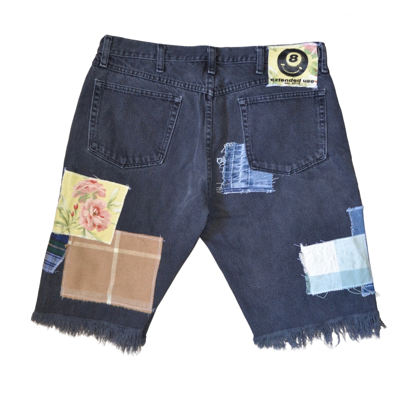 PATCHWORK CUTOFF DENIM SHORTS