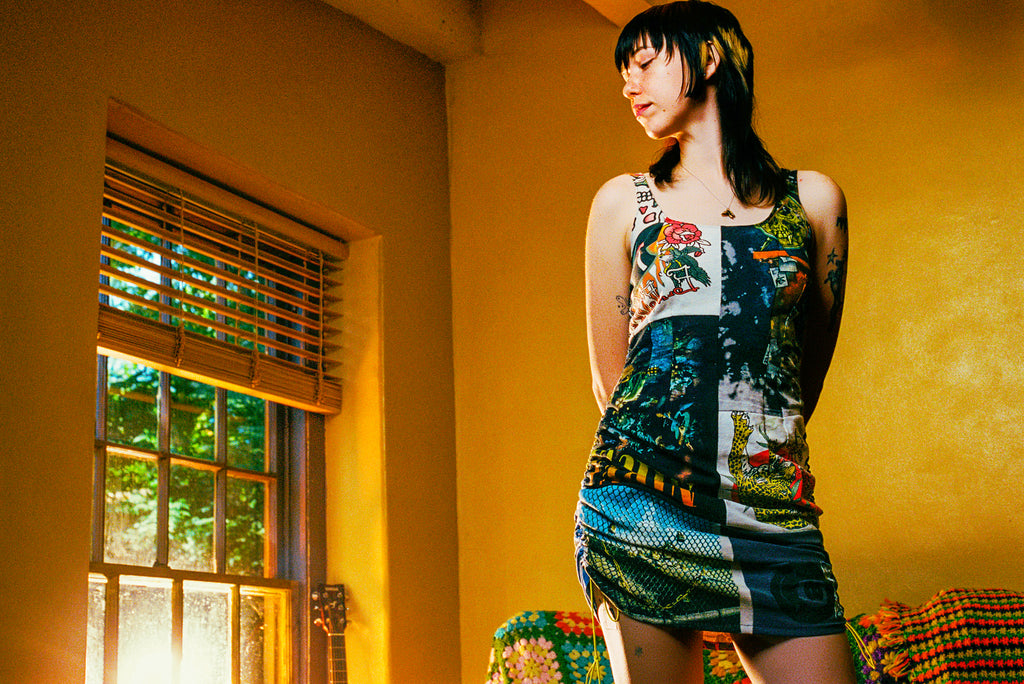 PANEL SCRAP SLIP DRESS