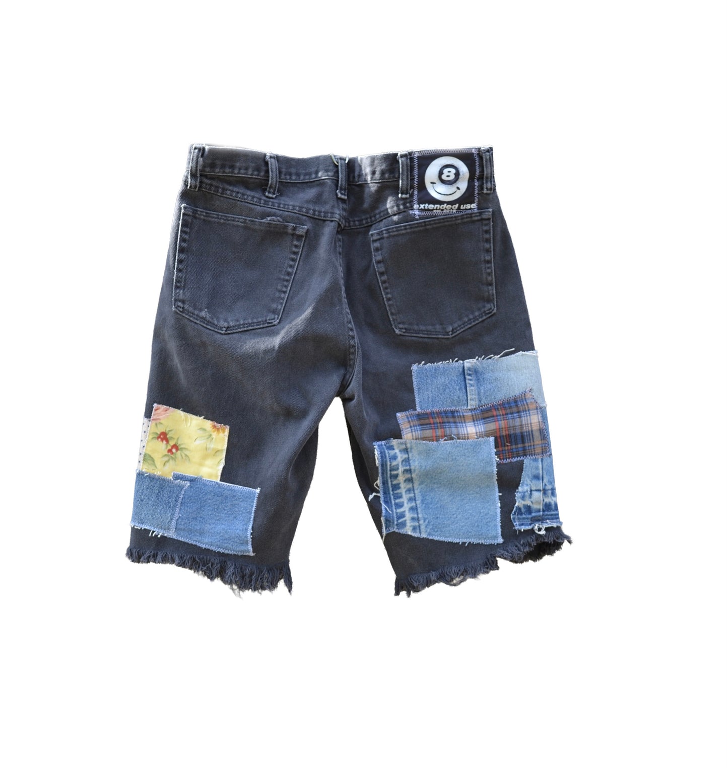 PATCHWORK CUTOFF DENIM SHORTS